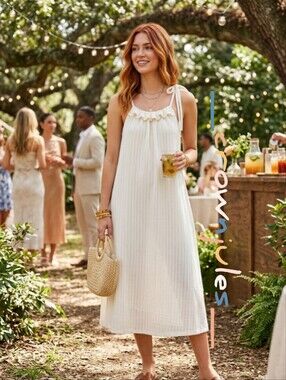 Free People Ivory Dress Trapeze Swing Athens Midi Sundress S